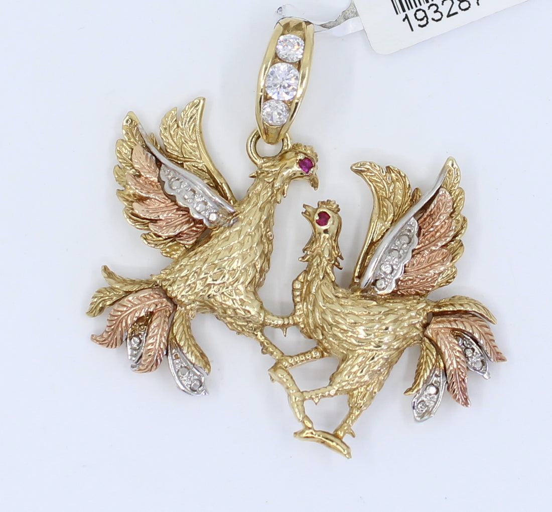 Charms Gallos Peleando Tri Color