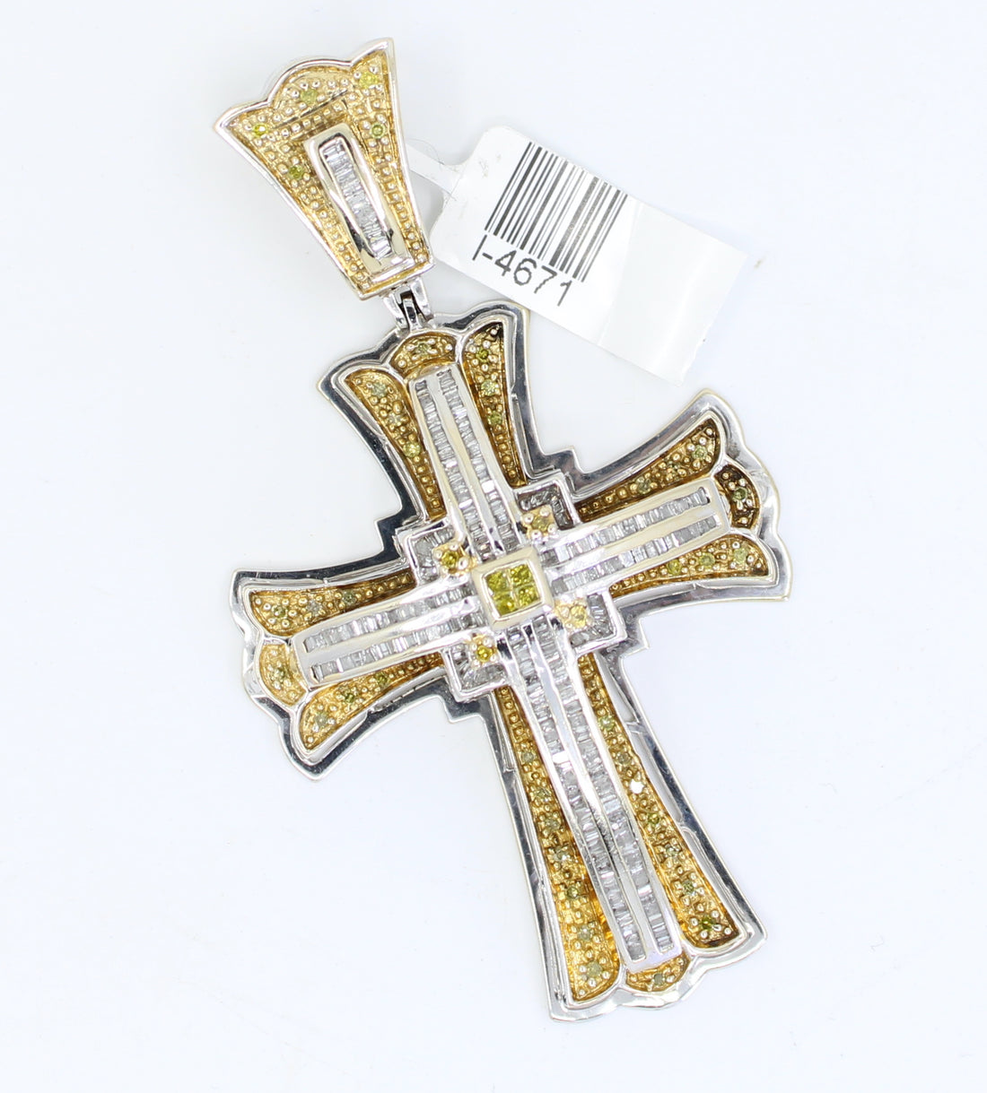 Cruz Diamantes Blancos y Amarillos