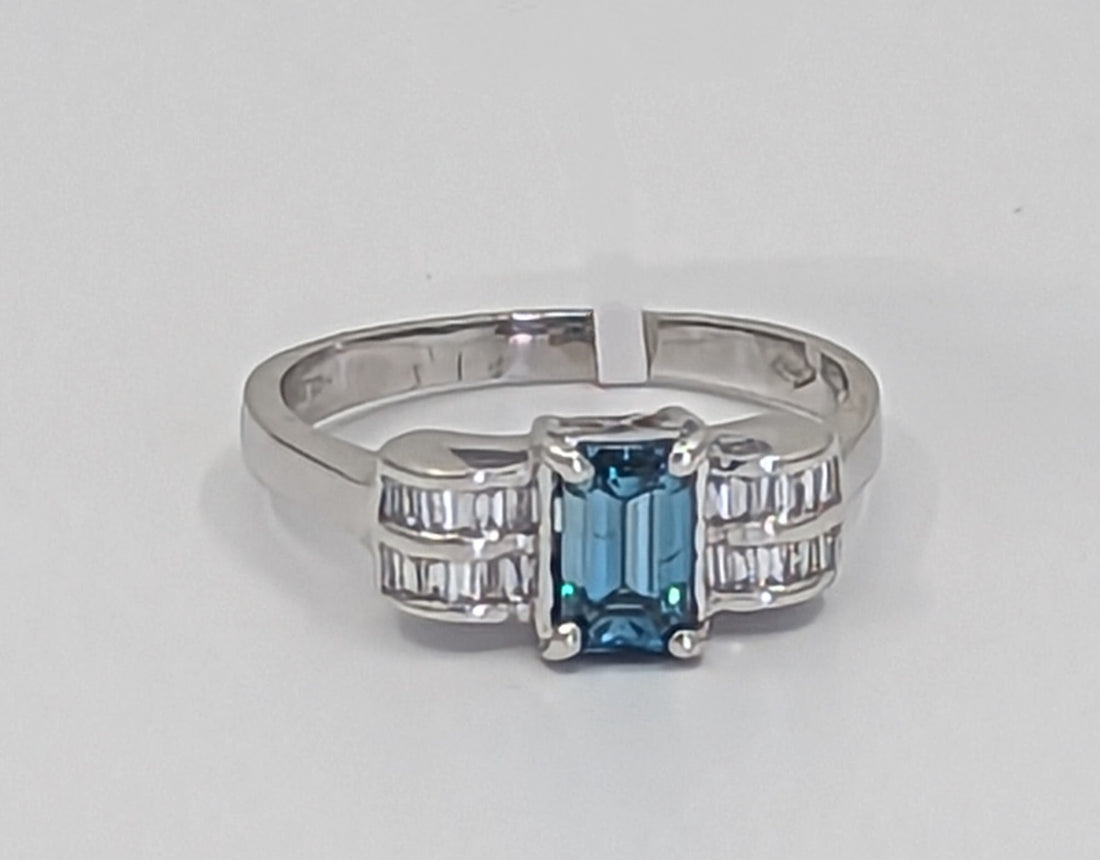 Blue & White Diamond Ring