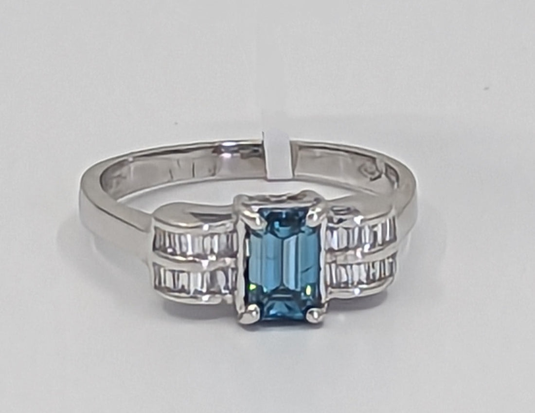 Blue & White Diamond Ring
