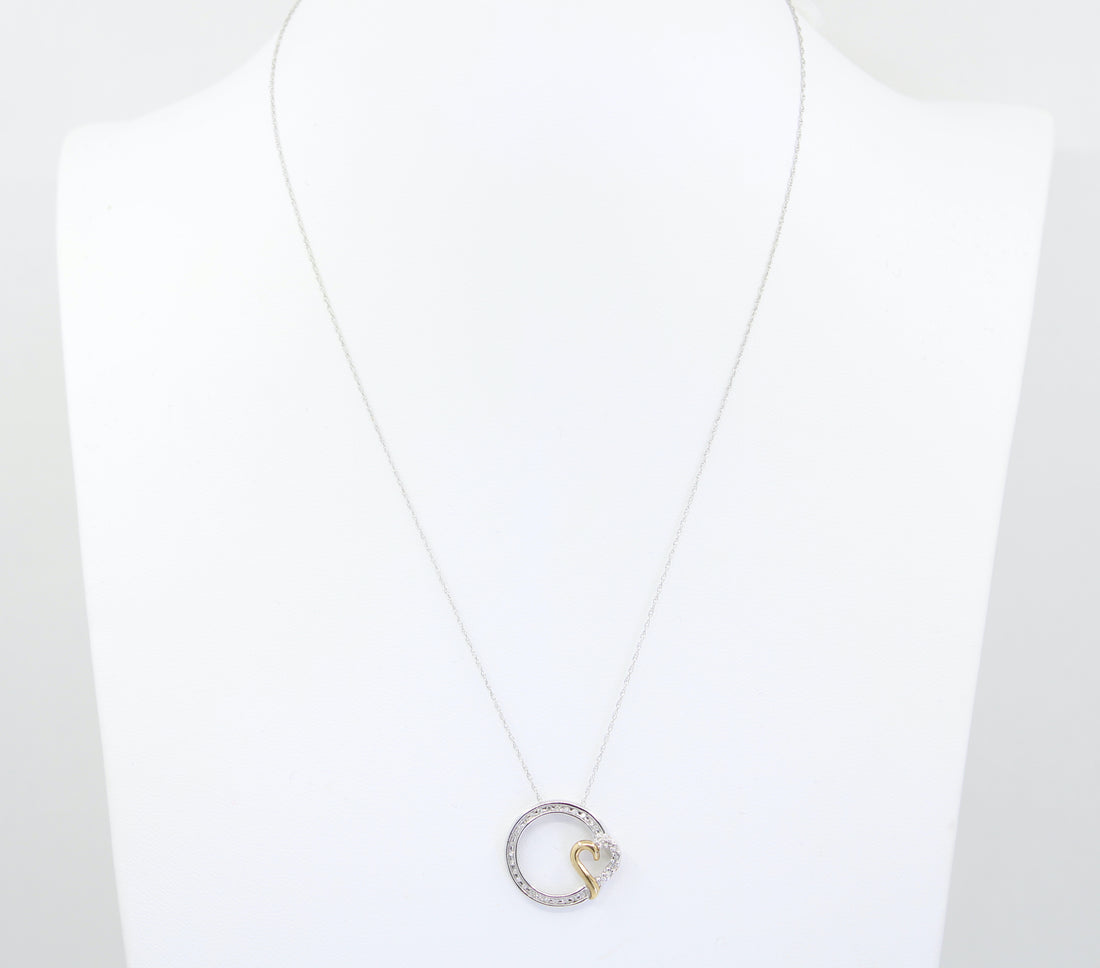 Circle Heart 2 Tone Pendant + Chain
