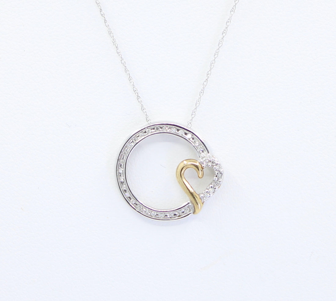Circle Heart 2 Tone Pendant + Chain