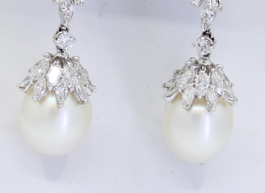 Aretes de Perlas y Brillantes