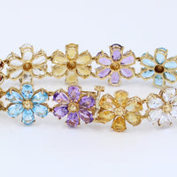 PULSERA DE FLORES CON PIEDRAS PRECIOSAS 14KT