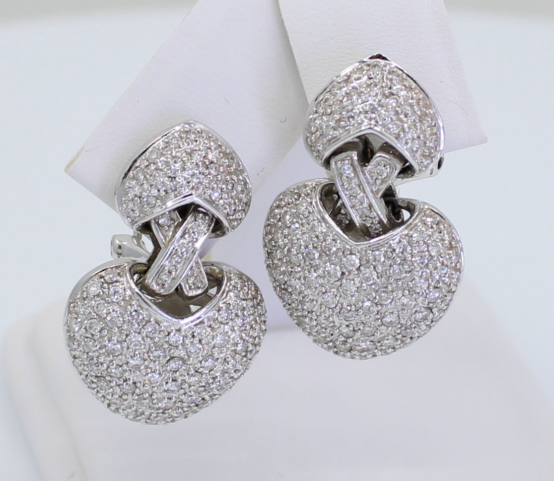 Pave Diamond Heart Earrings
