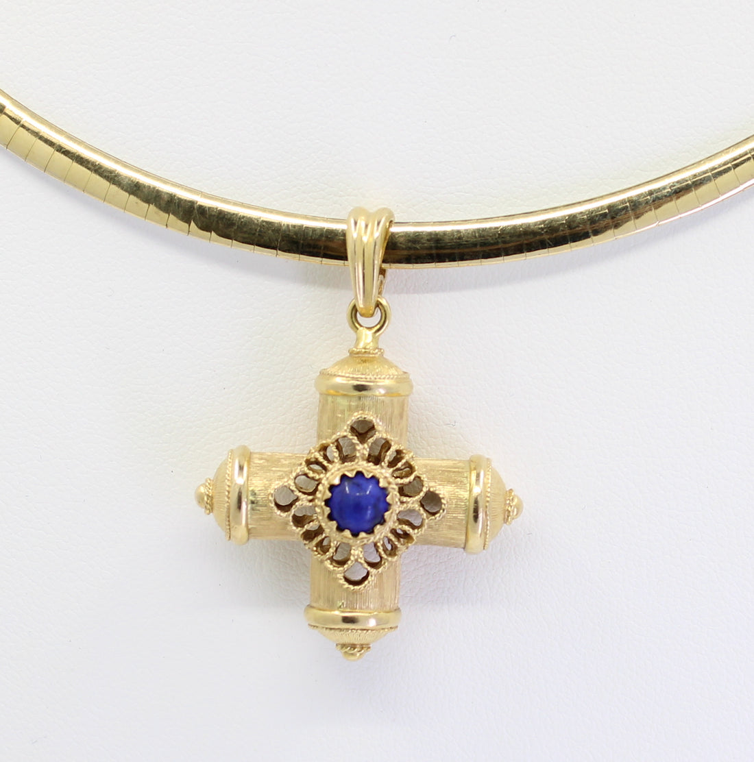 Cruz Lapiz Lazuli Italiana 14KT