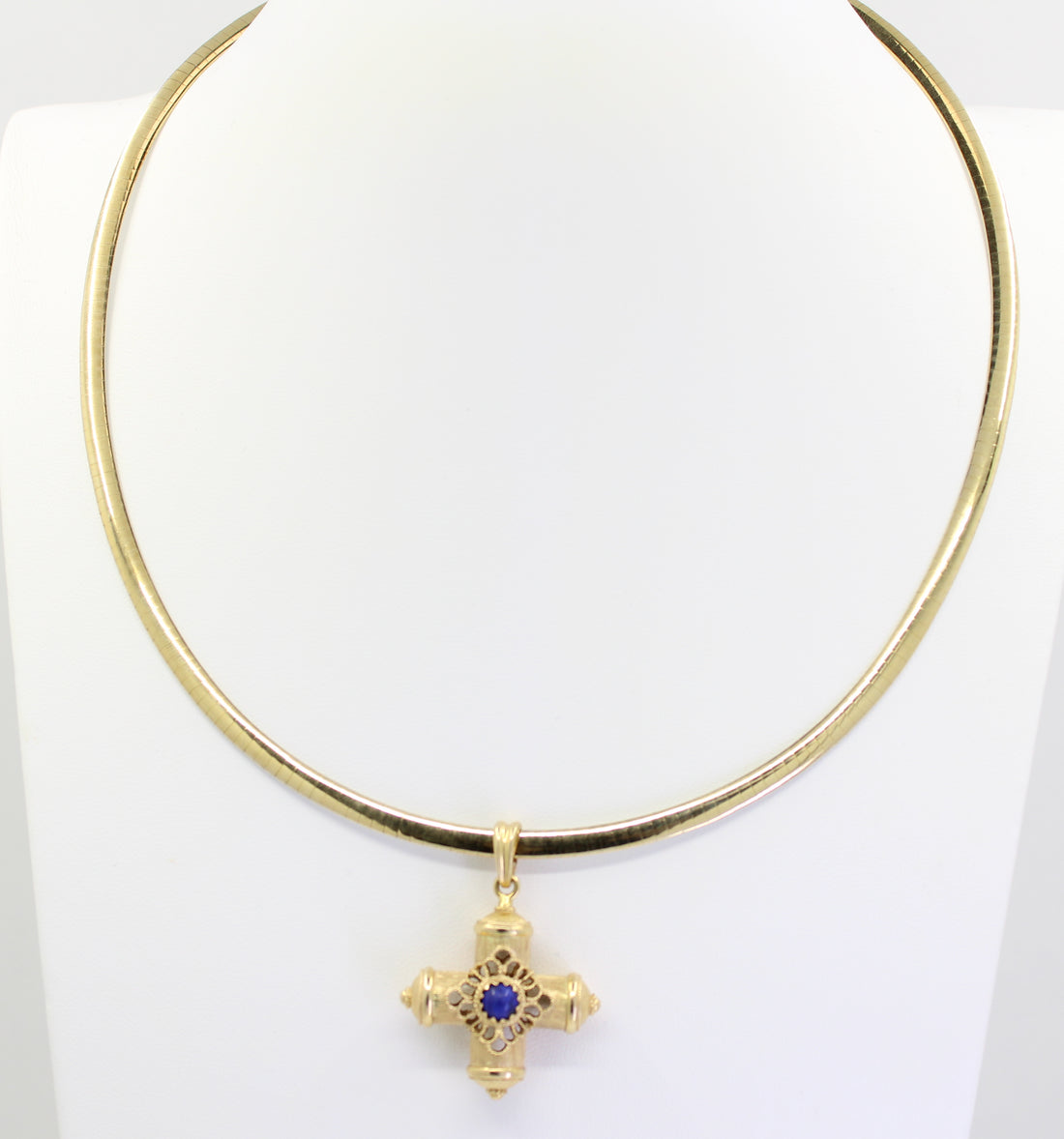 Cruz Lapiz Lazuli Italiana 14KT