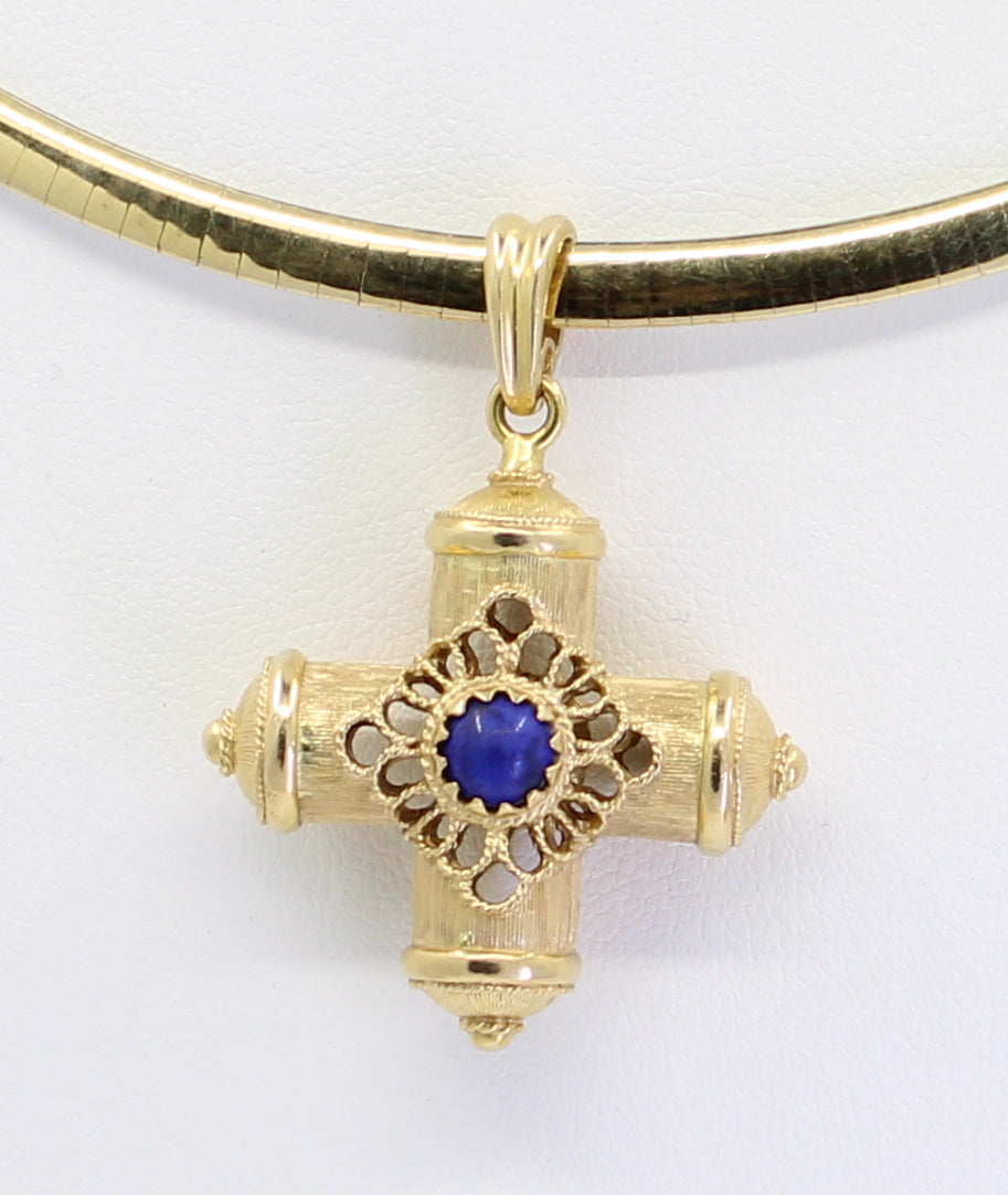 Cruz Lapiz Lazuli Italiana 14KT